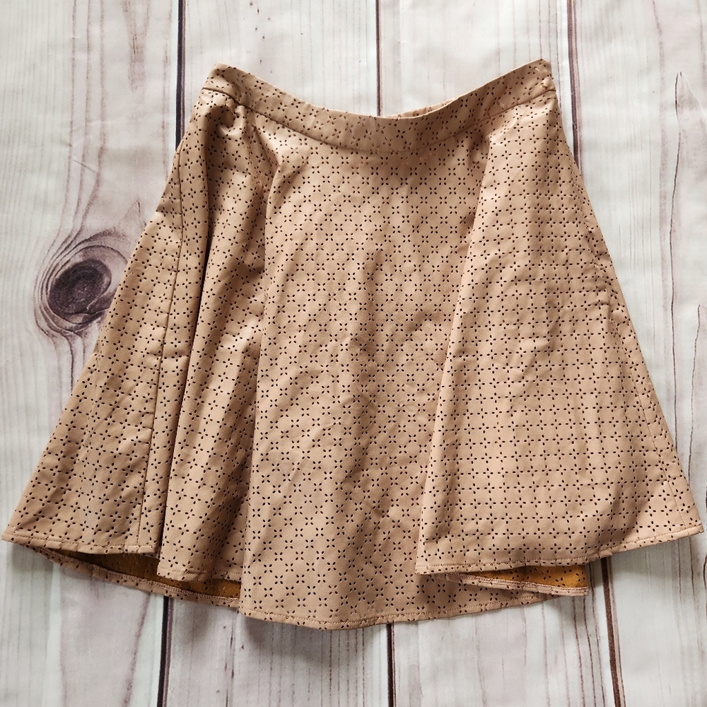 NWT Anthropologie "Astral Swing Skirt" Faux Leather Perforated | Women's Size 10 - Picture 4 of 12